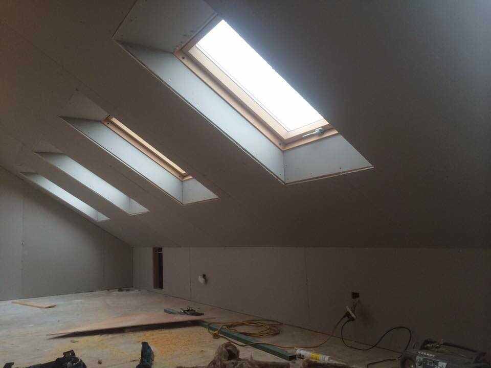 GIB® plasterboard installation around skylights in an Auckland home renovation